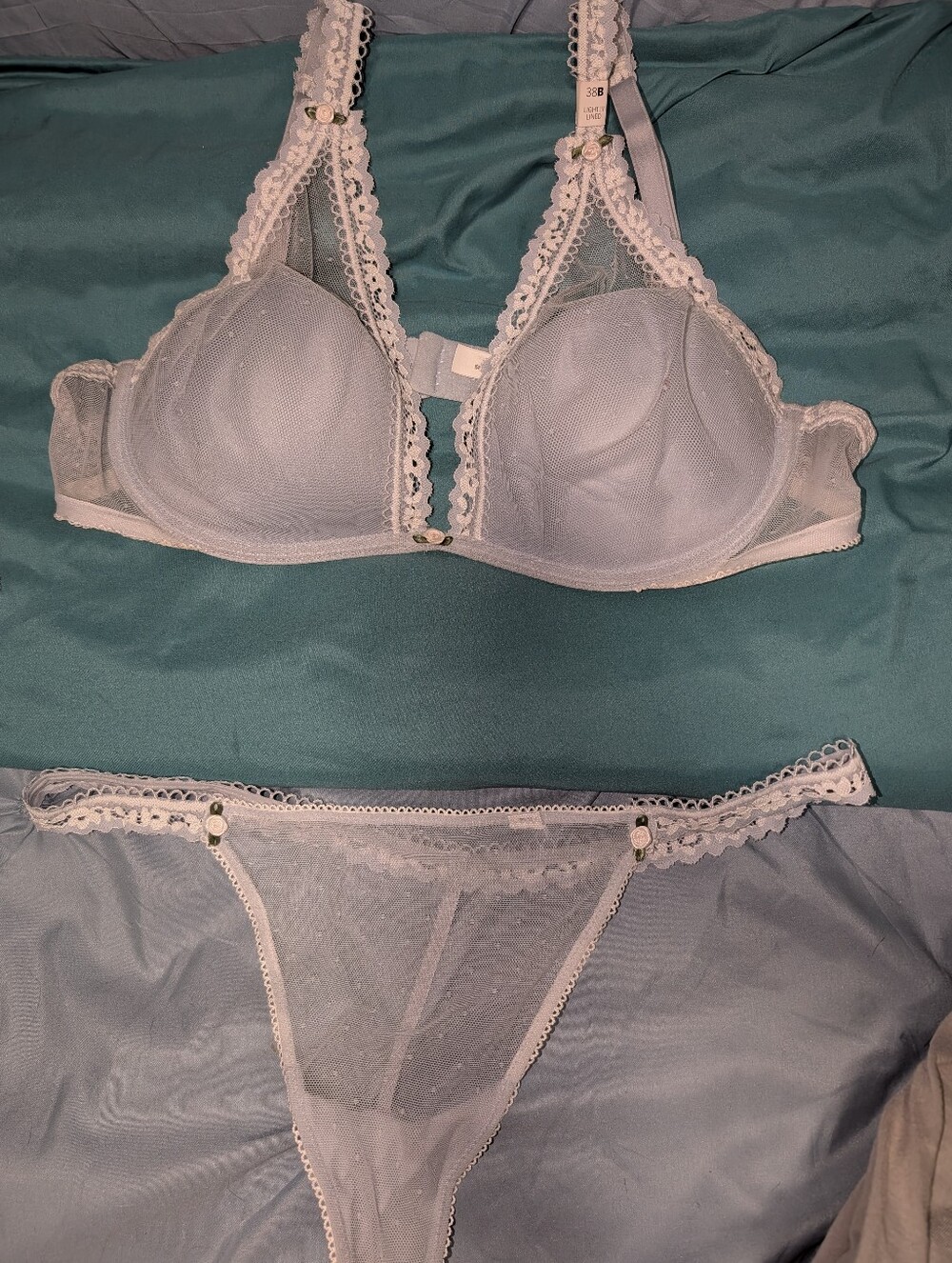 Victoria's Secret Really Beautiful Light Blue Plunge Bra 38b W/ Lg T-back